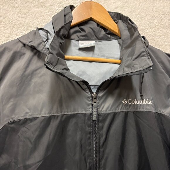 Columbia Jacket Mens Large Black Grey Raincoat Zip Up Casual Outdoor - Picture 2 of 7
